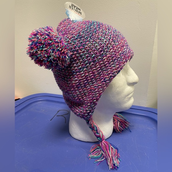NWT Double Pom Critter Knit Beanie Kids Winter Wear Hat 24/7 Life Skiing - Picture 5 of 8